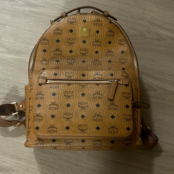 MCM Handbags - MCM Tan Logo Backpack for Men